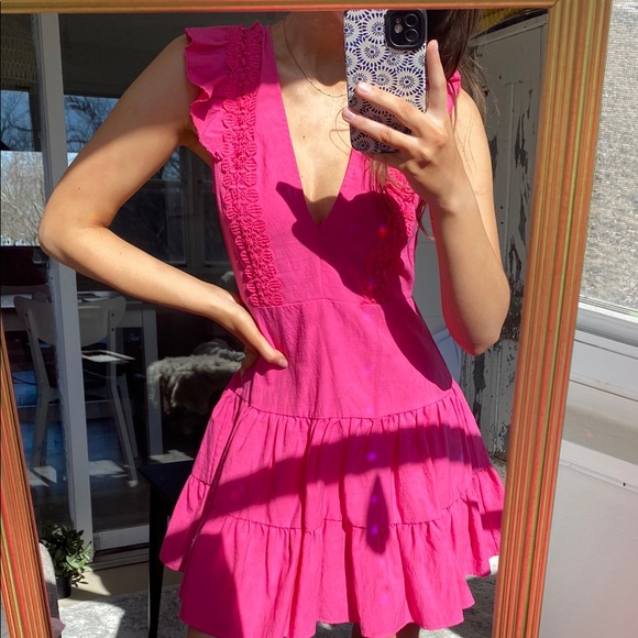 Pink Ruffle Mini Dress - Picture 2 of 5